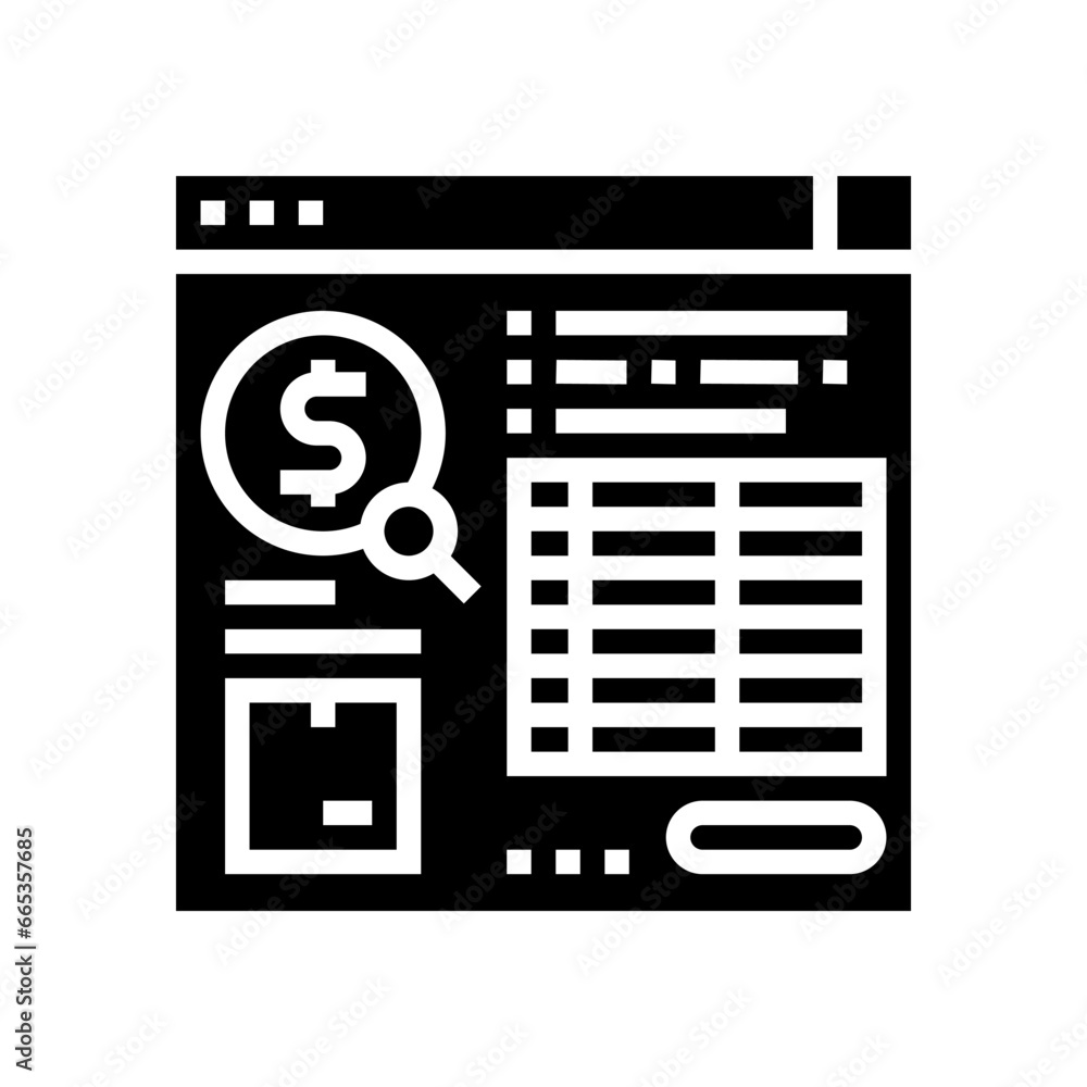 Poster cost analysis logistic manager glyph icon vector. cost analysis logistic manager sign. isolated symb