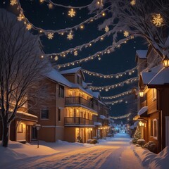 Calm street in Christmas winter