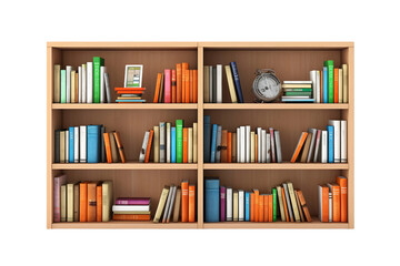 3D Icon of Business and Reference Bookshelf on transparent background.