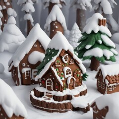 gingerbread house in the snow