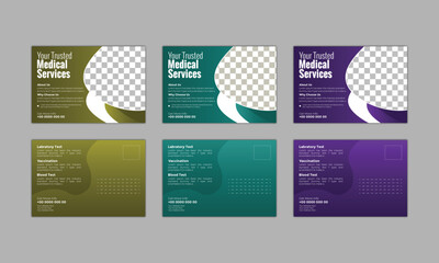 professional medical and dentist post card design template vector file