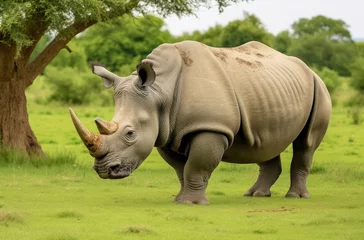 Foto op Plexiglas White Rhino grazing. © Khalada