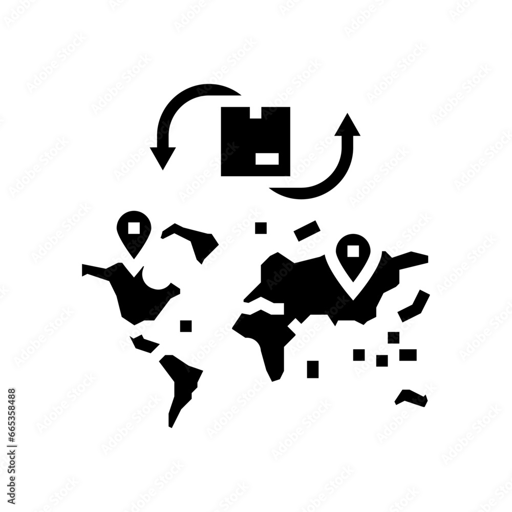 Poster cross border trade logistic manager glyph icon vector. cross border trade logistic manager sign. iso