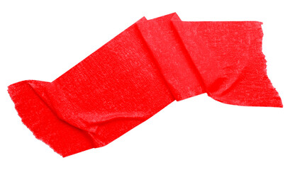 red crumpled torn tape isolated on transparent background.