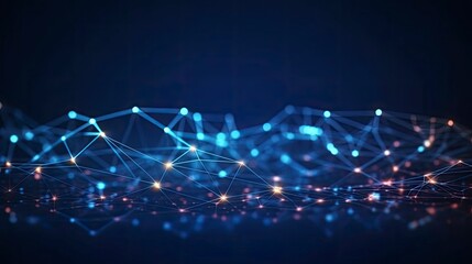 Abstract connected dots and lines. Motion of digital data flow.