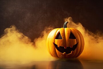 Halloween pumpkin with steam.