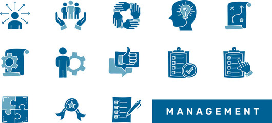 Set of management flat icon design. Management doodle icon collections. Business flat icon.