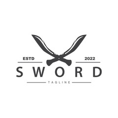 Sword Logo, Simple Fighter Cutting Tool Design Illustration Template