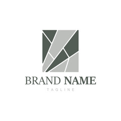 Floor Logo Design for Home Ceramic Decoration with Minimalist Abstract Shapes, Vector Templet Illustration