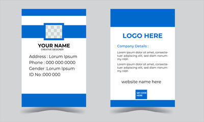 Simple vector office ID card design template. Creative Corporate Business identity card for employees with color variations.