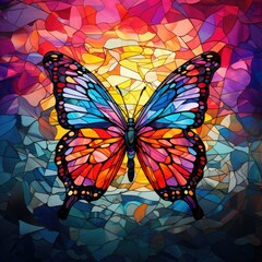 Butterfly in stained glass style