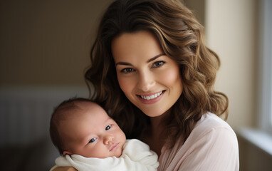 Fototapeta na wymiar mother and Newborn baby, close-up