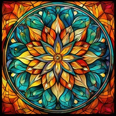 Mandala in stained glass style
