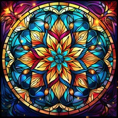 Mandala in stained glass style