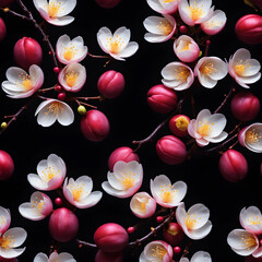 wild water plum flower a dark background. ai generative