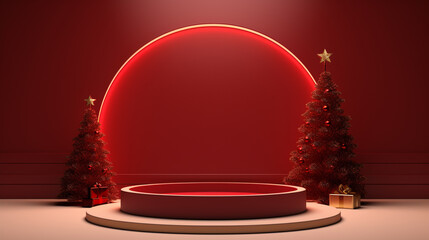 3d luxury podium christmas decoration and space for your luxury product. Christmas background concept. Generative AI.