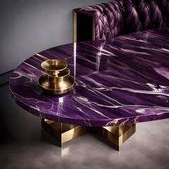 Purple round table in drying room in 3D style