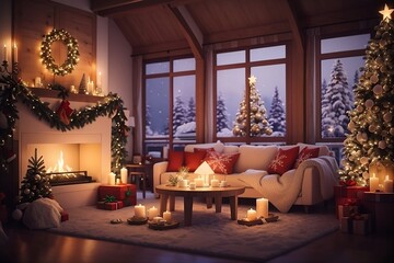 Indulge in the warm and inviting 'Cozy Christmas Ambiance.' This image captures the spirit of a festive and heartwarming holiday celebration.
