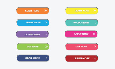 Fototapeta premium Set of Design Interface Buttons for Website, App, UI, Game. Vector Illustration
