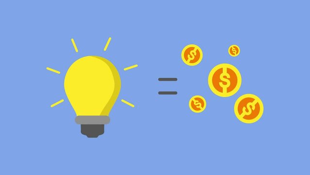 Animated infographic illustrate business idea lamp for creating or earning money concept for business finance event and presentation
