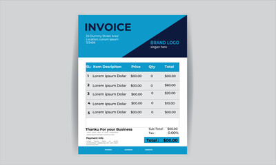 Business invoice form template. Invoicing quotes, money bills or price invoices and payment agreement design templates. Tax form, bill graphic or payment receipt page  invoice template 