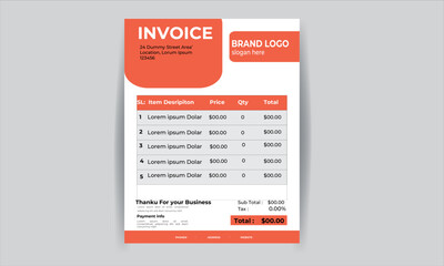 Business invoice form template. Invoicing quotes, money bills or price invoices and payment agreement design templates. Tax form, bill graphic or payment receipt page  invoice template 