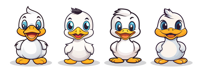 set of cute cartoon ducklings