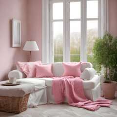 modern living room with sofa, Generative AI