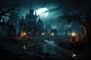 Fototapeta premium halloween night scene