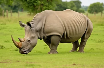 Foto op Plexiglas White Rhino grazing. © MdHafizur