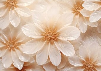 White marble carved relief flower sculpture, floral decorative wallpaper. Generative AI