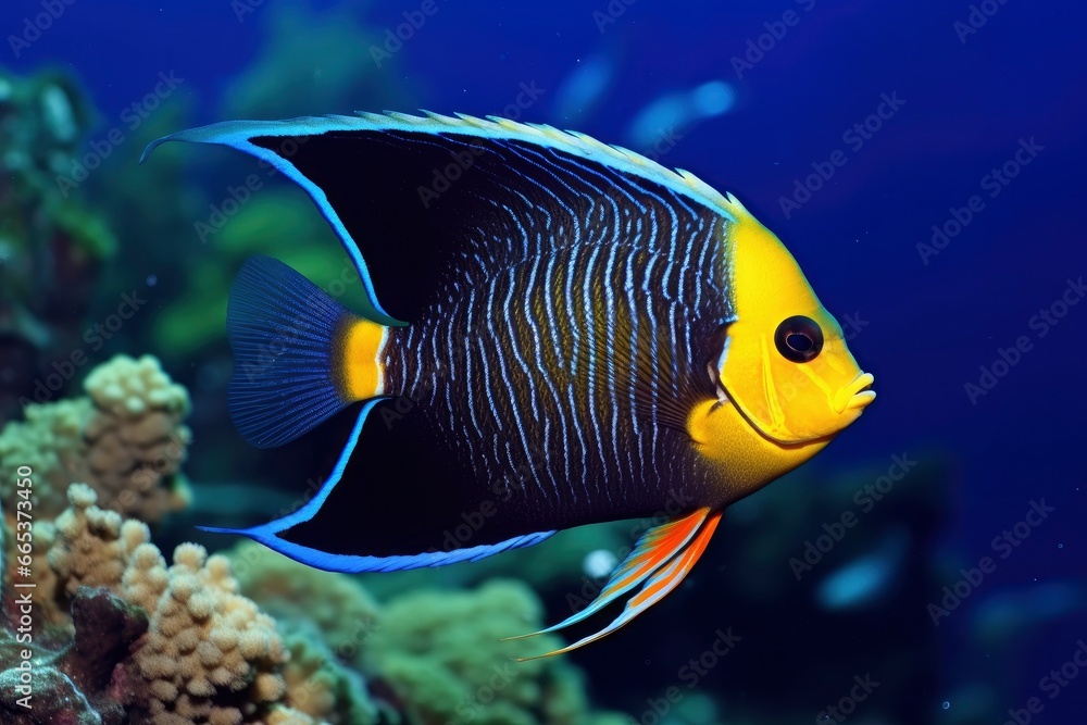 Wall mural Beautiful angelfish in the ocean.