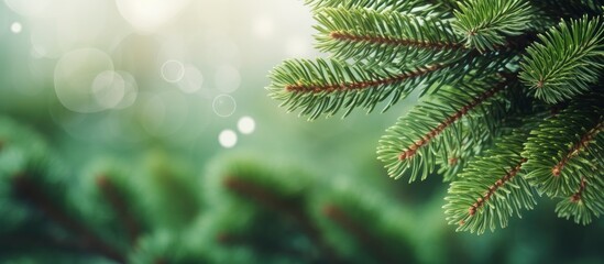 Christmas tree branches on a natural background.
