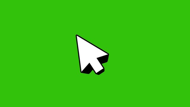 Animated symbol of arrow cursor. green screen