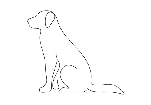 Continuous one line drawing of a cute dog. Isolated on white background vector illustration. Pro vector. 