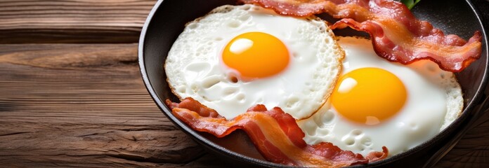 Fried eggs and bacon. - obrazy, fototapety, plakaty