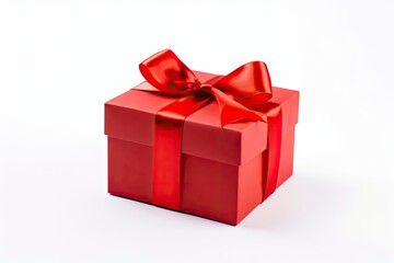 Obraz premium Gift box with red ribbon isolated on white background.