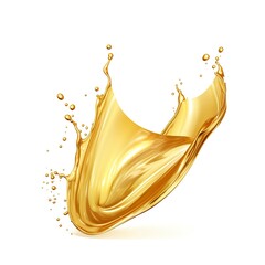 Golden Oil or Cosmetic essence splash isolated on white background, 3d illustration.