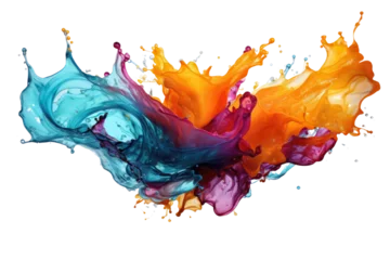 Fotobehang Colorful ink or water splash isolated on transparent background © Atchariya63