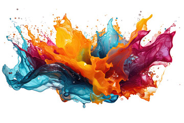 Colorful ink or water splash isolated on transparent background