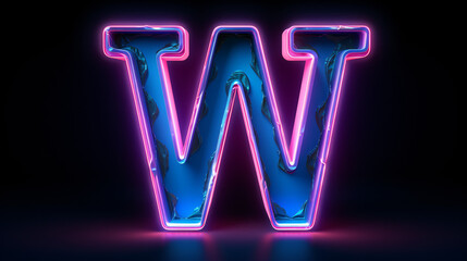 Neon 3d font blue and pink neon light 3d rendering