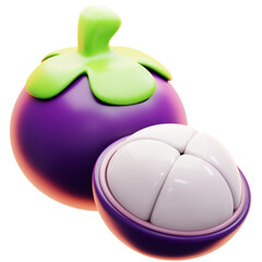 mangosteen 3d icon ilustration