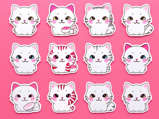 Obraz premium set pet stickers of cartoon animals, generative ai