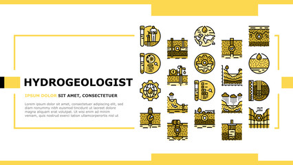 hydrogeologist industrial landing web page vector. geology industry, pipe drill, man engineering mining, geologist oil, team, data hydrogeologist industrial Illustration - obrazy, fototapety, plakaty