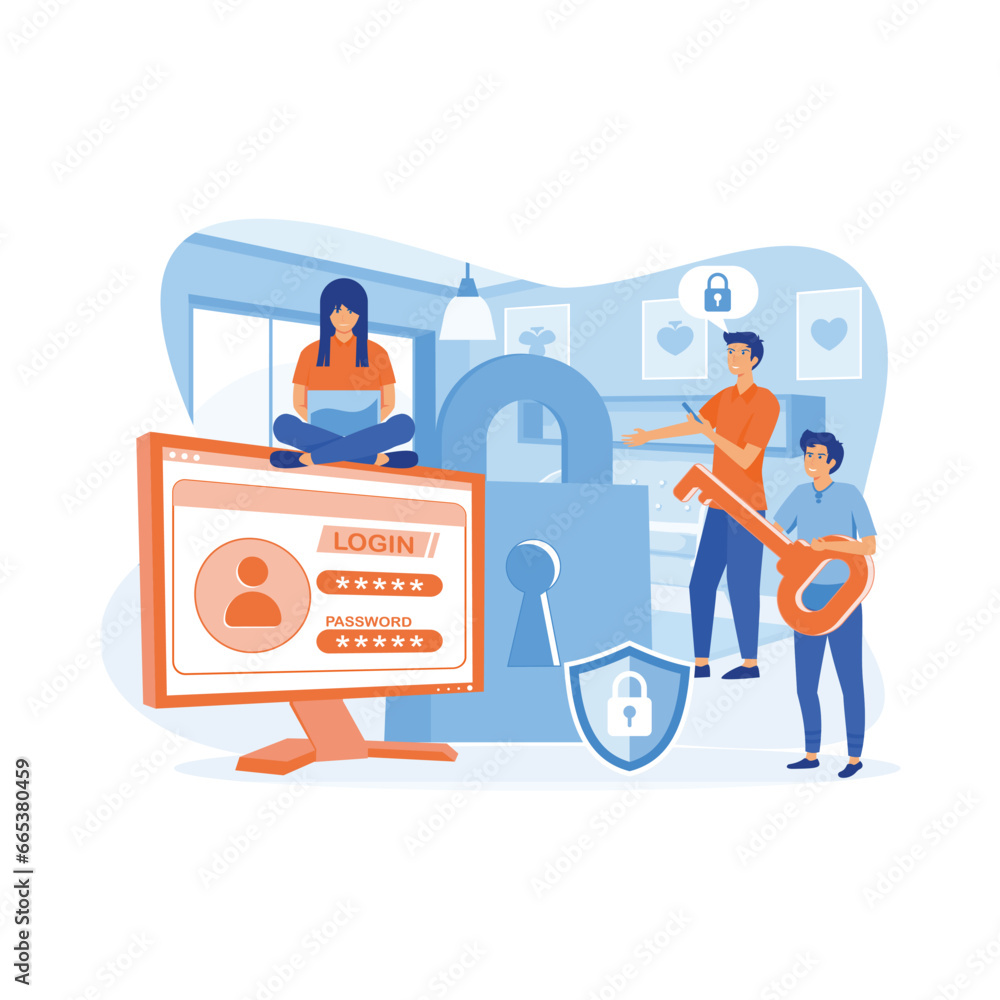 Poster modern flat design concept of data protection for website and mobile website development. flat vecto