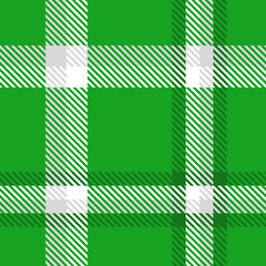 Green White Tartan Plaid Seamless Pattern. Check fabric texture for flannel shirt, skirt, blanket
