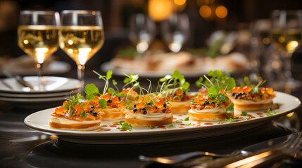 Exquisite Culinary Affair. Caviar and Truffles - obrazy, fototapety, plakaty