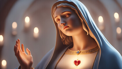 Immaculate Heart of the Holy Mary ai generative
 - obrazy, fototapety, plakaty