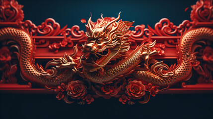 Obraz premium Golden Dragon Zodiac Symbol