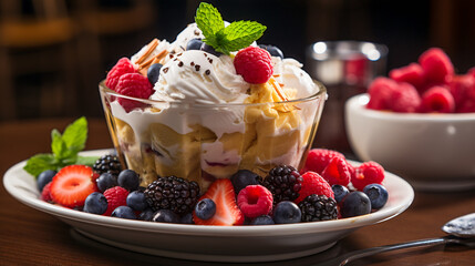 Ice Cream Dessert with Fresh Fruit